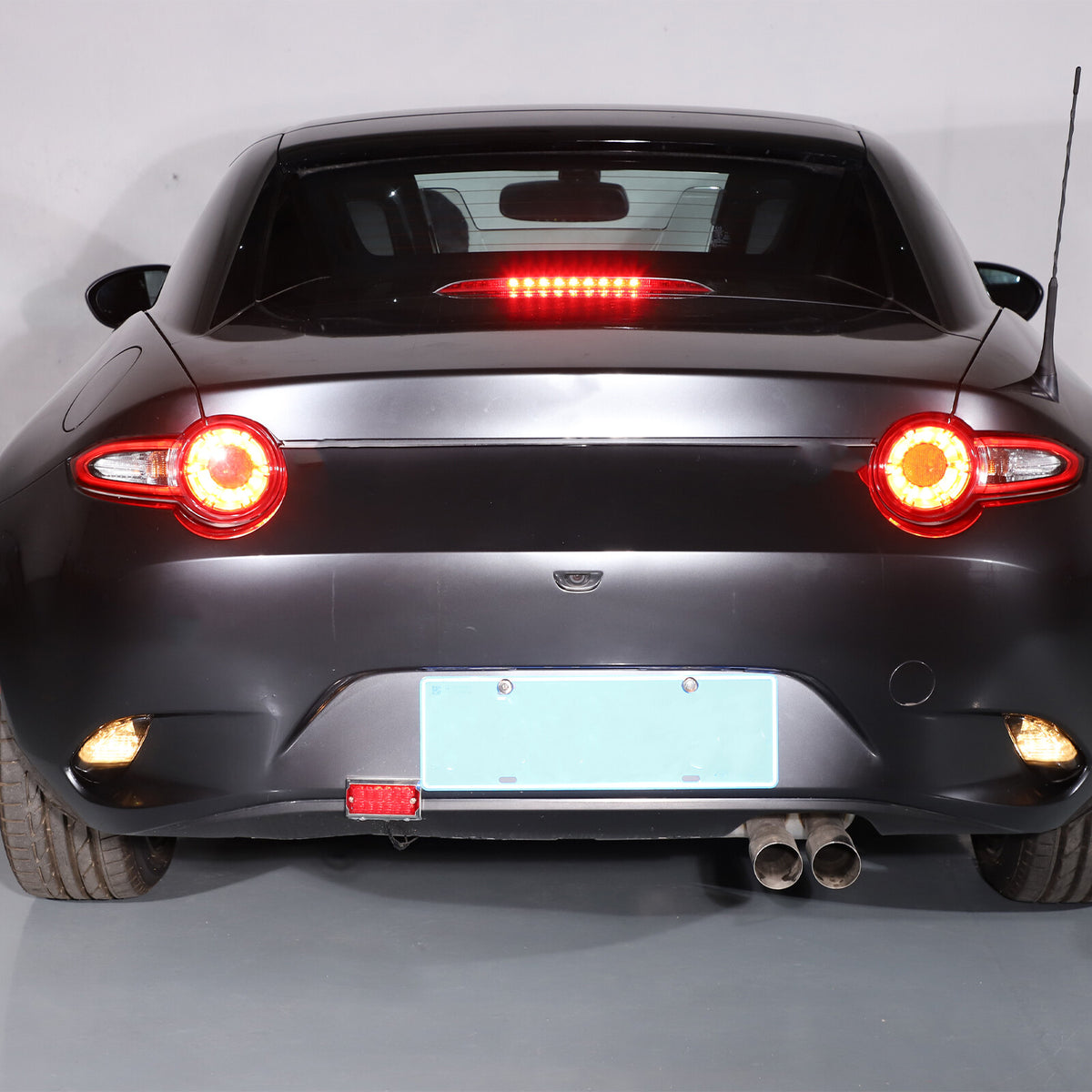 Smoked Black Rear Bumper Fog Light Lamp Trim Cover For Mazda MX-5 Miata 2016-23 5