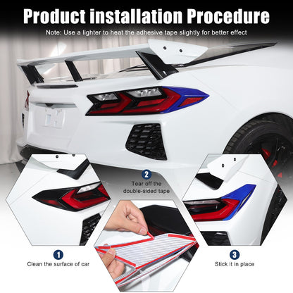 Blue Real Carbon Fiber Rear Tail Light Side Trim For Corvette C8 2020+ 24