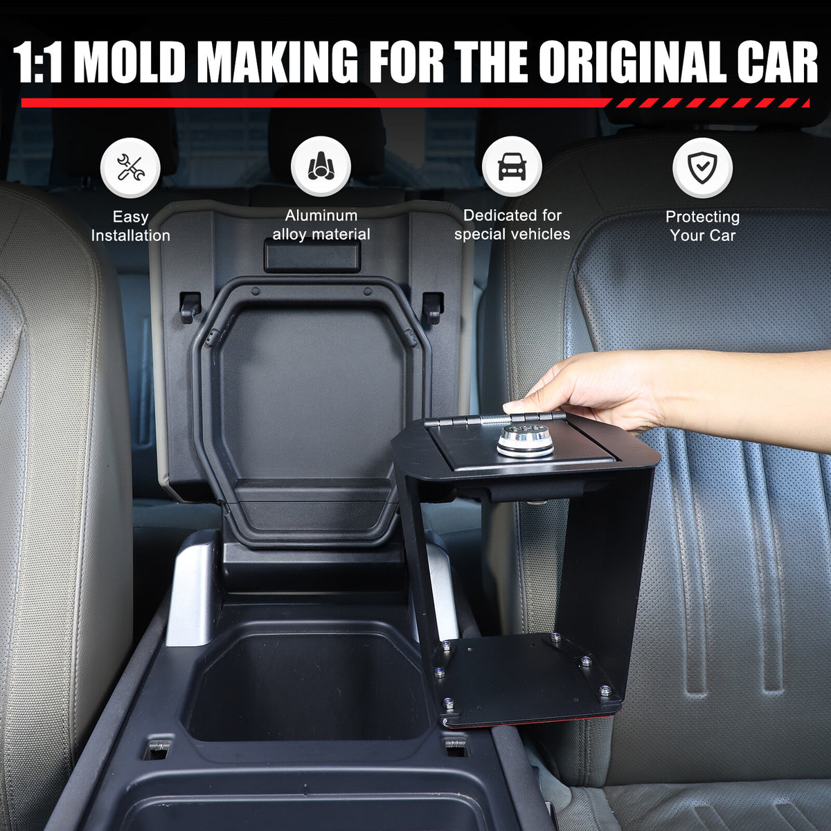 Center Console Safe GUN Storage Lock Box W/ TRAY For LR Defender L663 2020-24 US 9