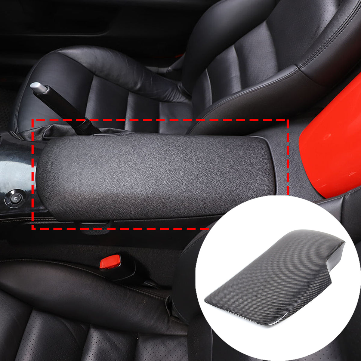 Real Carbon Fiber Center Console Armrest Box Cover For Corvette C6 2005-2013 3