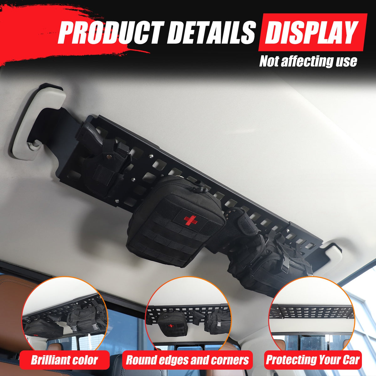 Aluminum Alloy Rear Roof Hanging Bag Rack Molle Panel For Ford Maverick 2022+ 2