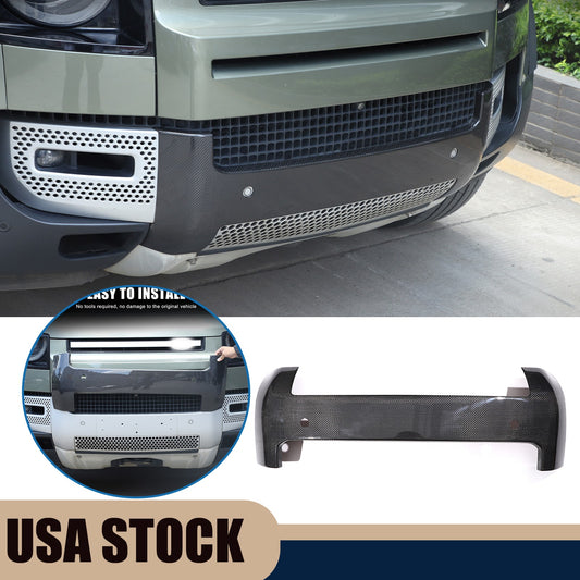 Real Carbon Fiber Front Bumper License Plate Panel Trim For LR Defender L663 20+ 1