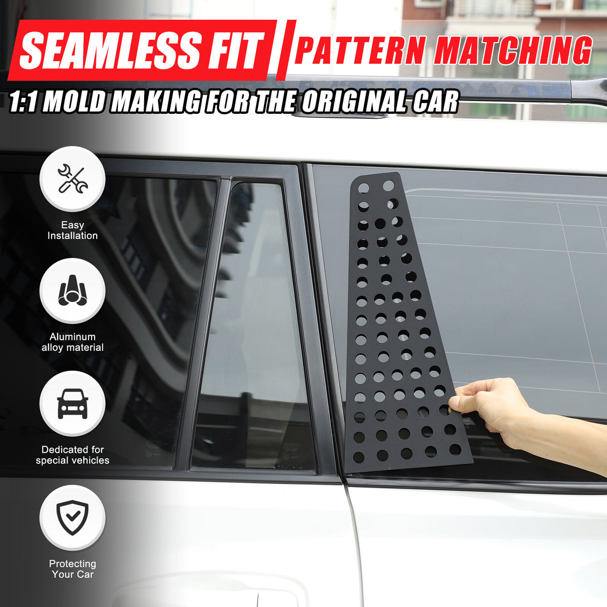 C-pillar Triangular Window Plate Trim For Toyota Land Cruiser Prado 10-23 US 7