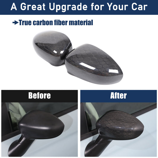 Honeycomb Carbon Fiber Exterior Side Mirror Trim For Fiat 500 Abarth 595 2010+ 1