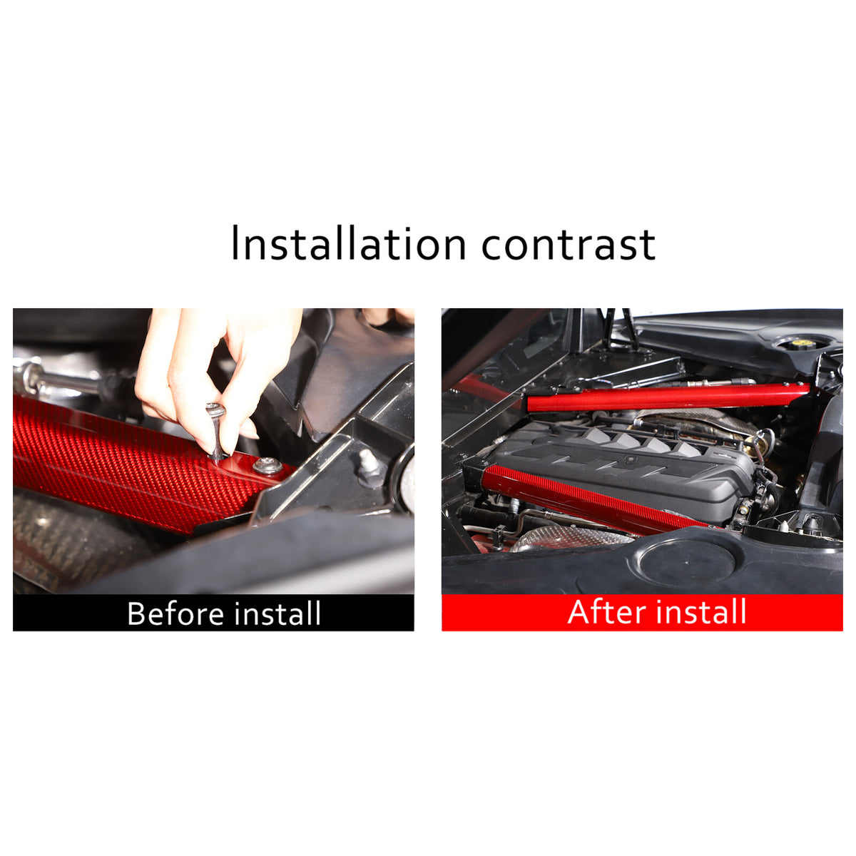 Red Carbon fiber Engine Bay Crossmember Panel Trim Cover For Corvette C8 20-26 13