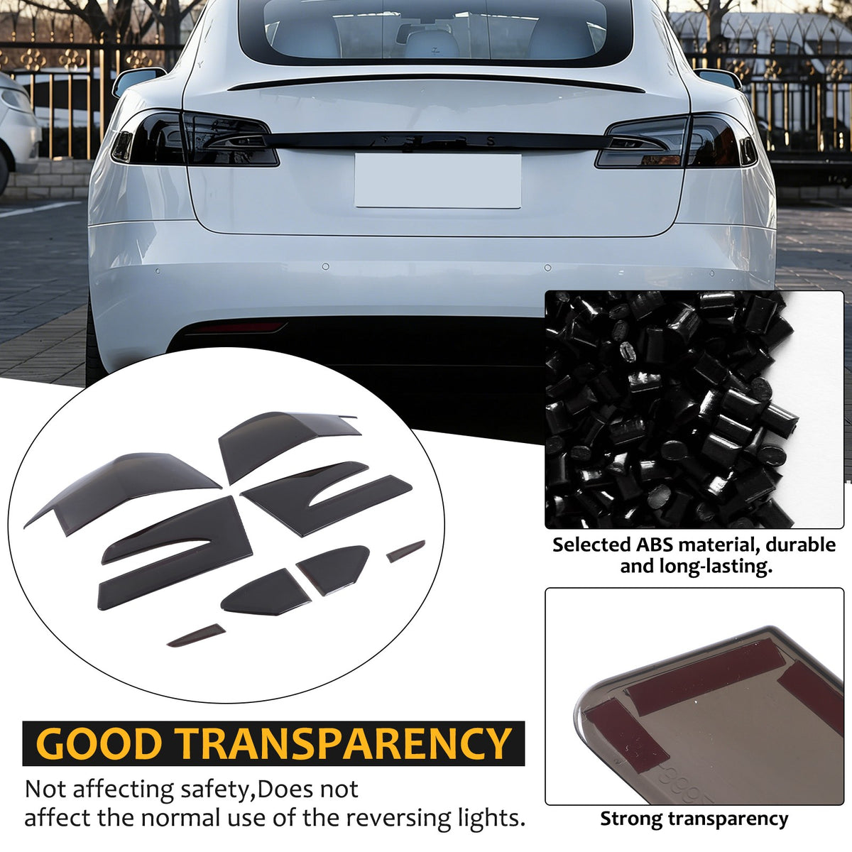 Smoked Black Rear Tail Light Guard Cover Trim Bezels For Tesla Model S 14-21 US 2