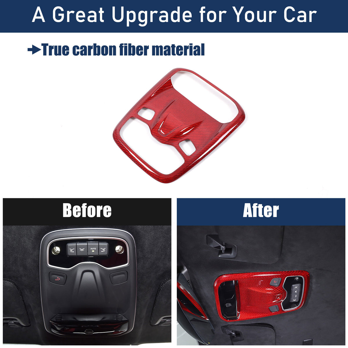 Red Real Carbon fiber Reading light Switch Trim Cover For Lotus EMIRA 2021-2025 16