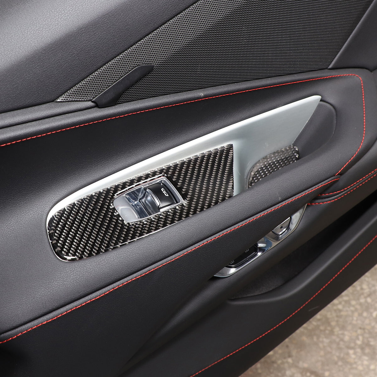 Carbon fiber Window Lift & Door Handle Storage Mat Sticker for Corvette C8 20-26 14