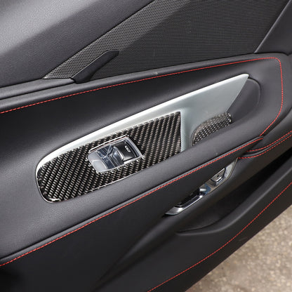 Carbon fiber Window Lift & Door Handle Storage Mat Sticker for Corvette C8 20-26 14