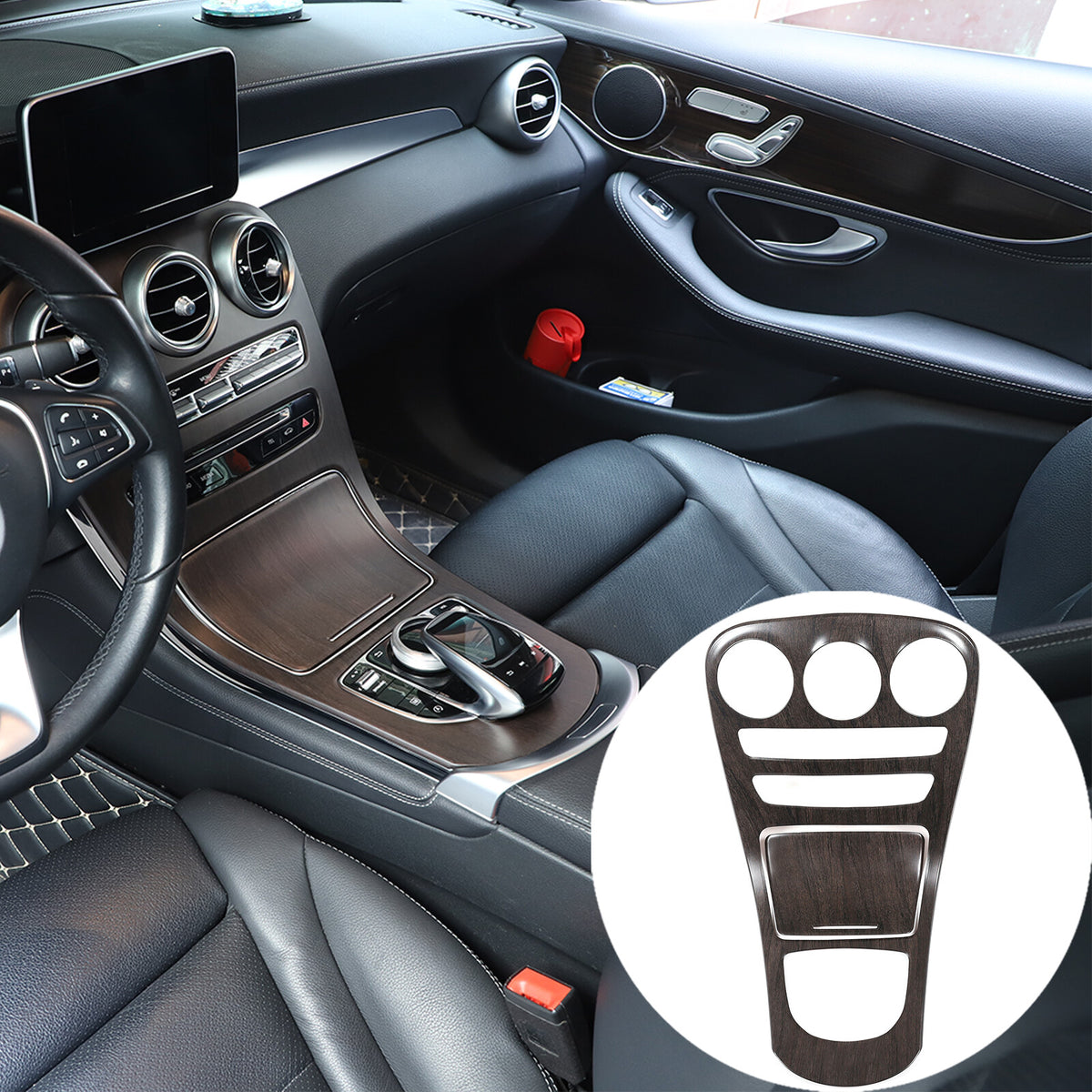 Wood Center Console Gear Panel Trim For Benz C GLC Class W205 X253 2015-2018 12