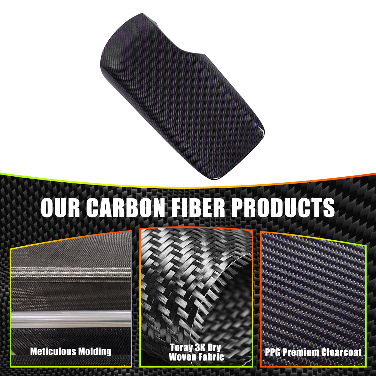 Real Carbon Fiber Center Console Armrest Box Cover Trim For Corvette C6 2005-13 3