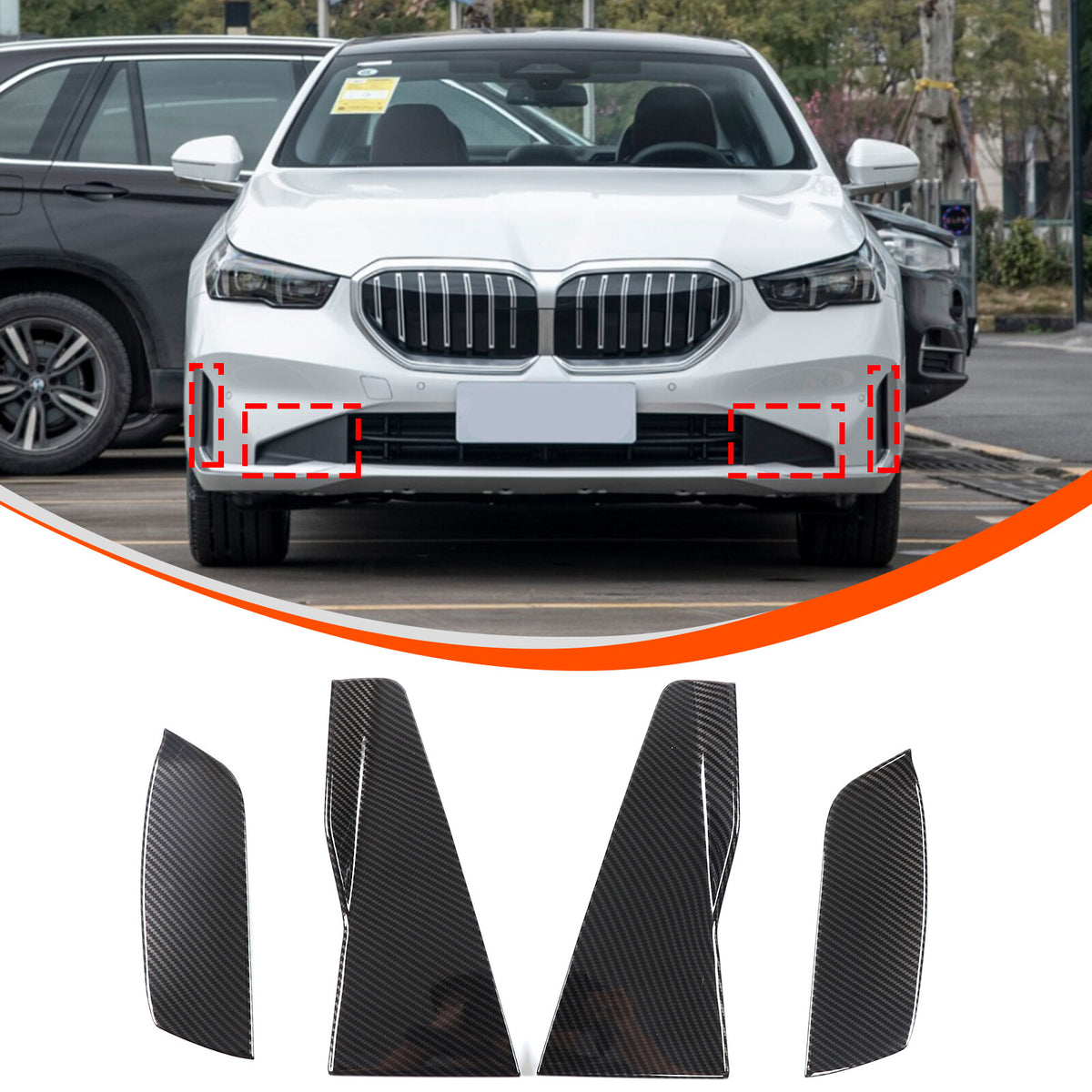 ABS Carbon Fiber Front Side Vent Fender Cover Trim For BMW 5 Series G60 i5 2024+ 2