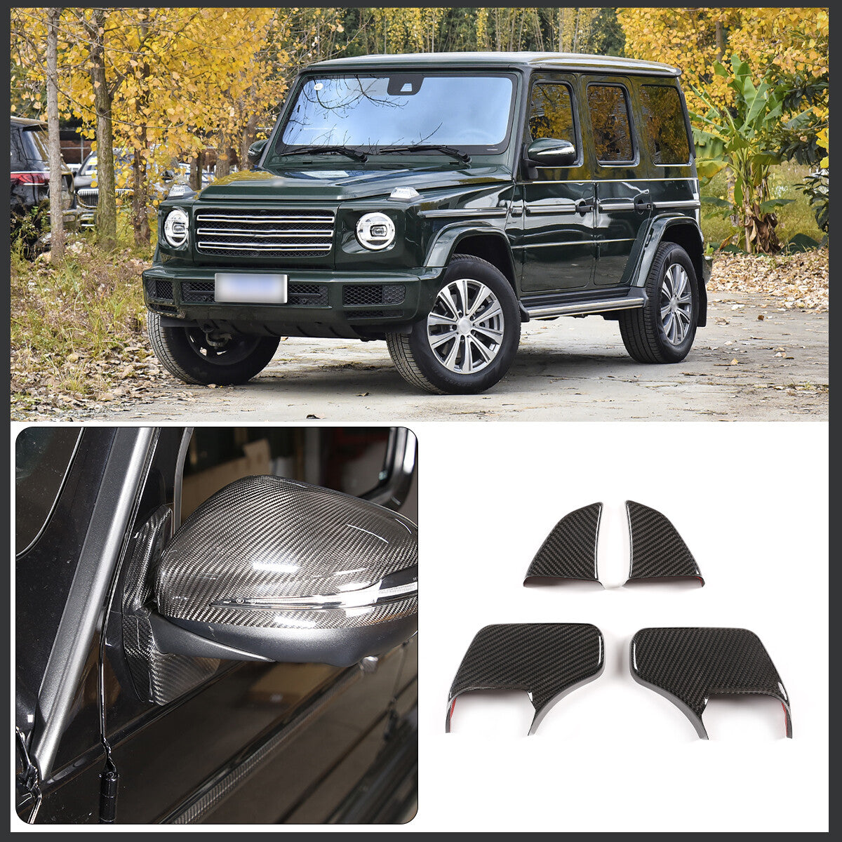 Carbon Fiber rearview mirror base cover trim decor For Benz G-Class W463 19-20 1
