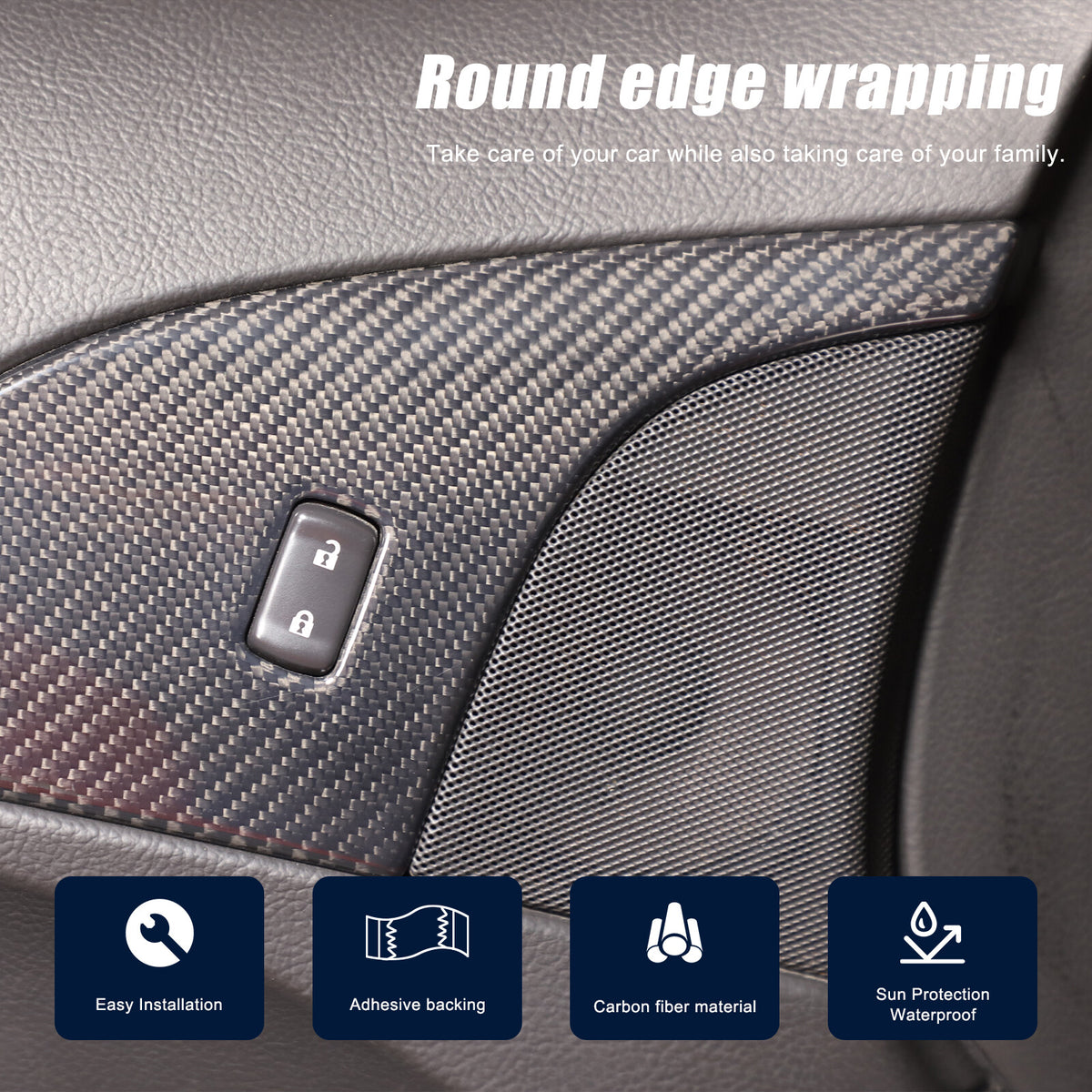 Real Carbon Fiber Children Lock Button Frame Trim Cover For Corvette C6 2005-13 8
