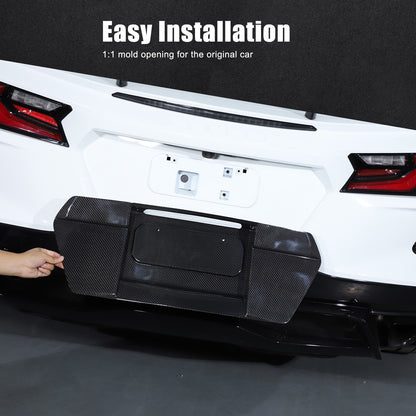 REAL CARBON FIBER Rear license plate Trim Cover For Corvette C8 Stingray Z51 10