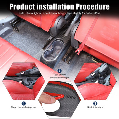 Real Carbon Fiber Handbrake & Cup Holder Panel Trim For Fiat 500 312 2007-2015 21