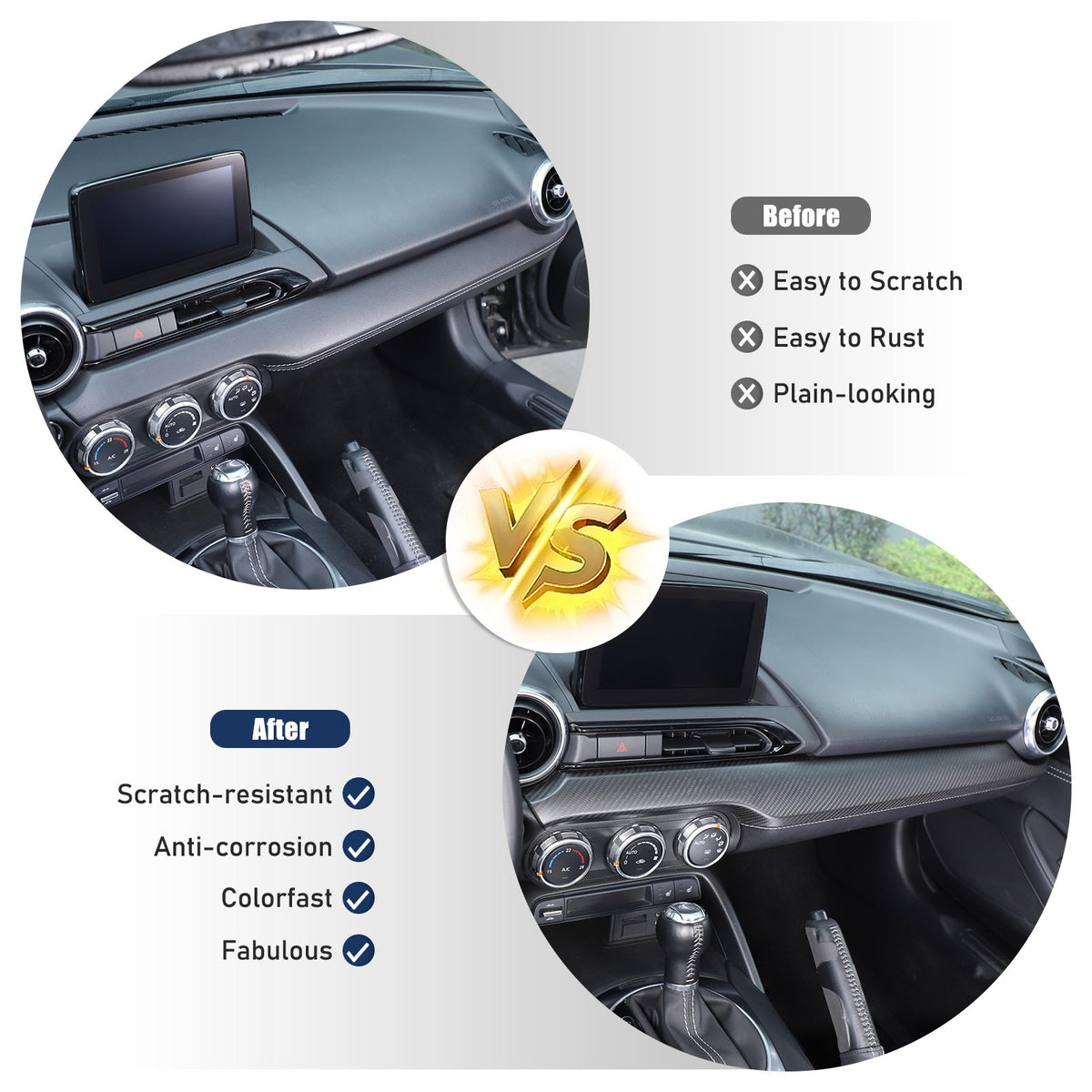 Matte Real Carbon Fiber Dashboard Center Trim Trim For Mazda MX-5 Miata 2016+ 16