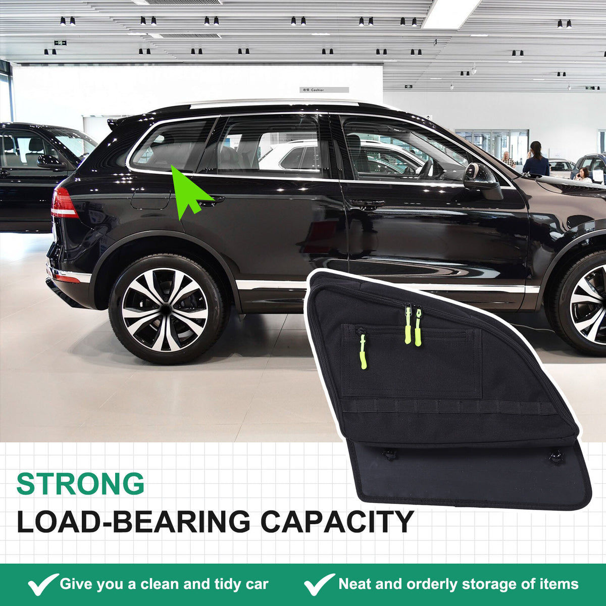 Car Trunk Right Side Window Storage Bag Tool Bag For Volkswagen Touareg 2011-18 1