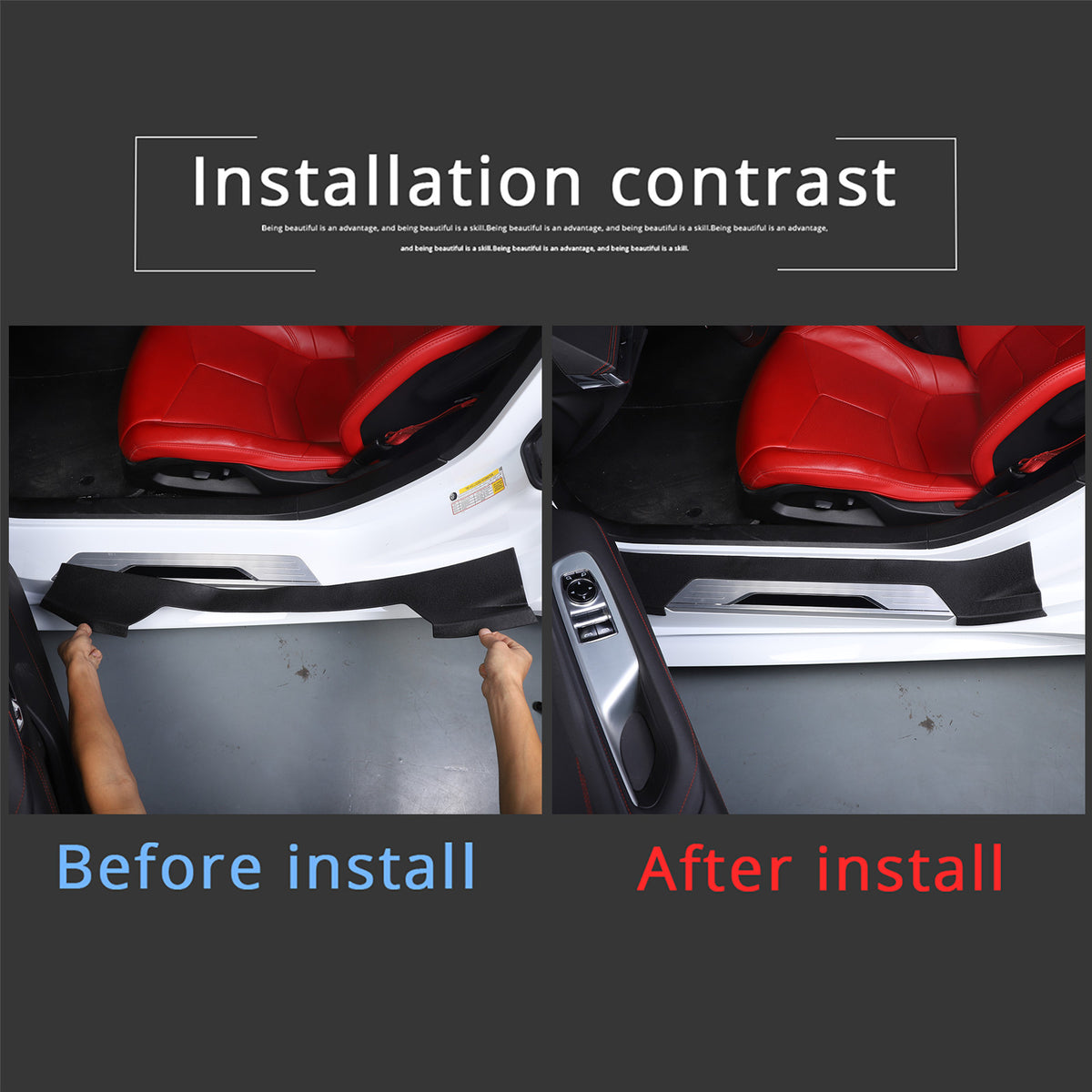 Black TPE Exterior Car Entry Guards Door Sill Cover Trim For Corvette C8 2020-26 4