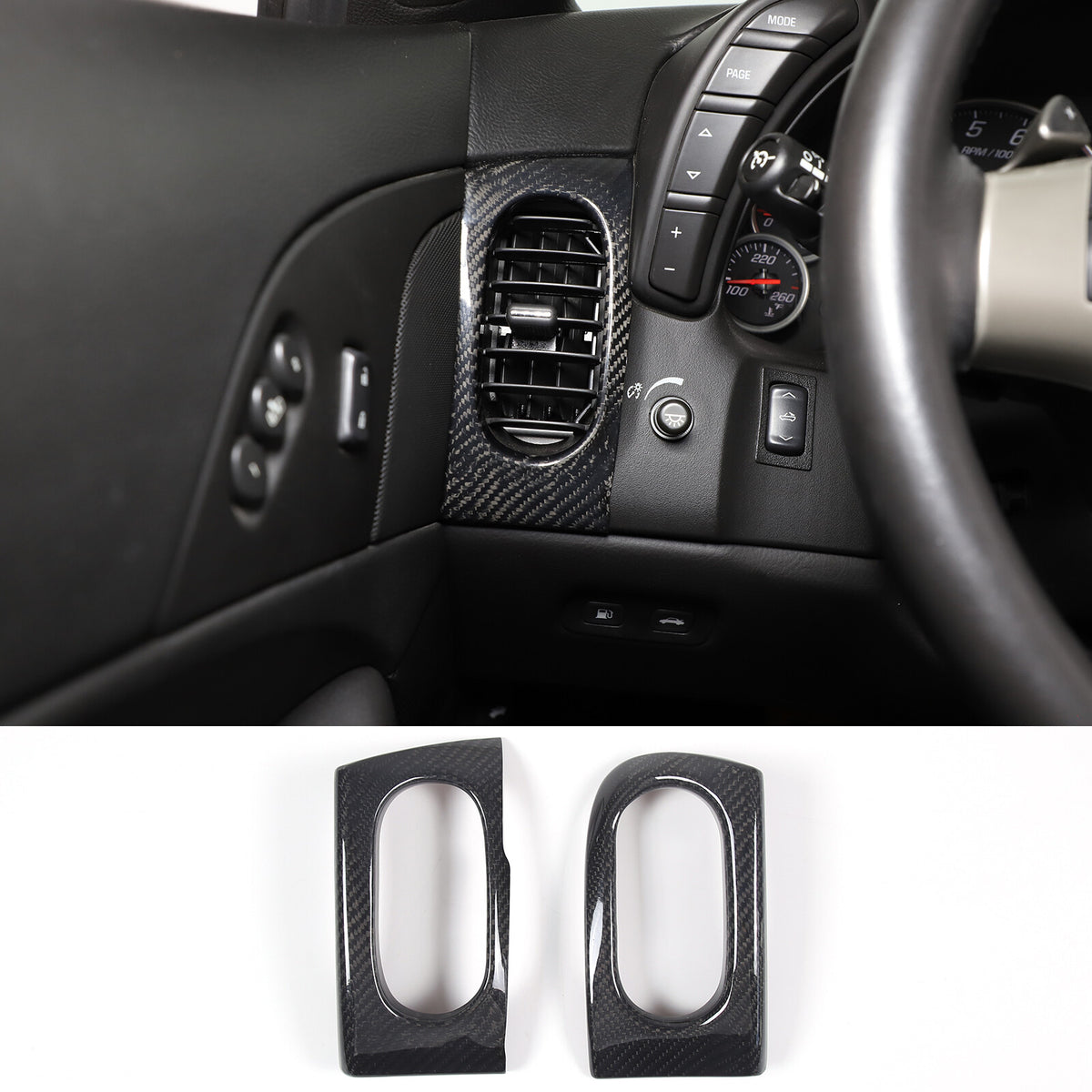 Real Dry Carbon fiber Side Air Outlet Vent Panel Trim For Corvette C6 2005-2013 2