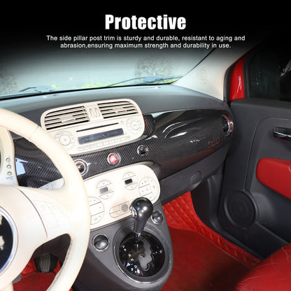 Real Carbon Fiber Dashboard Panel Trim Cover For Fiat 500 312 2007-2015 5