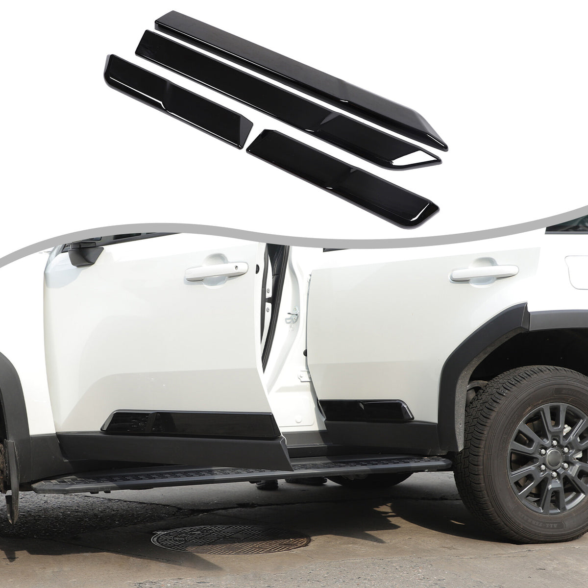 Glossy black Body Side Door Moulding Cover Trim For Toyota Land Cruiser LC250 24 1