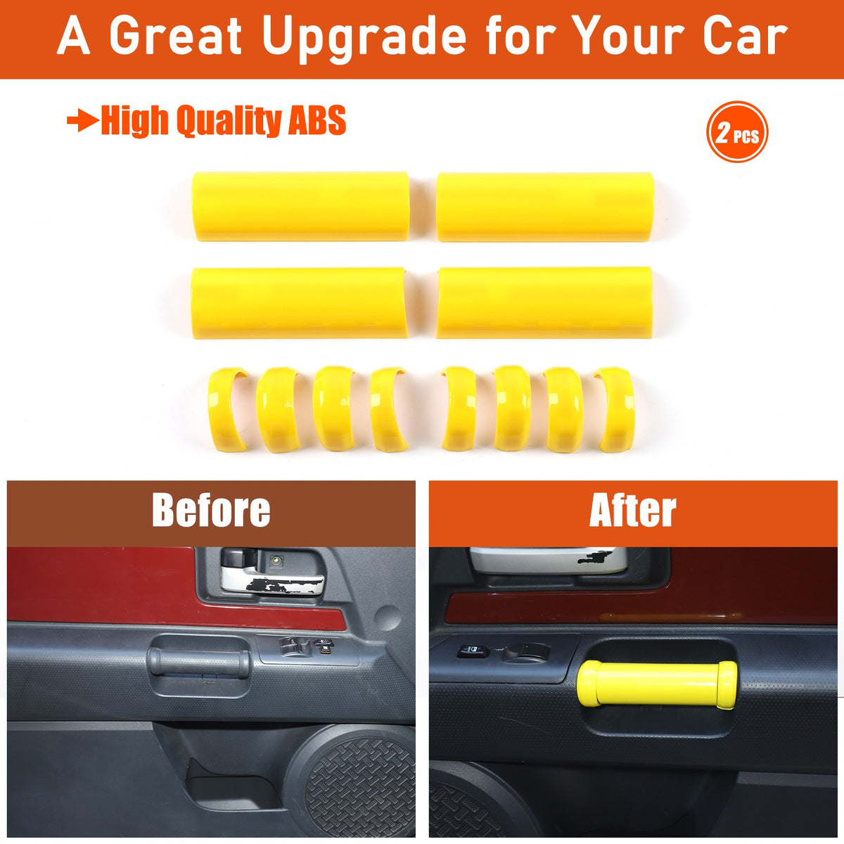 Yellow Interior Door Panel Handle Cover Trim For Toyota FJ Cruiser 2007-2021 US 16
