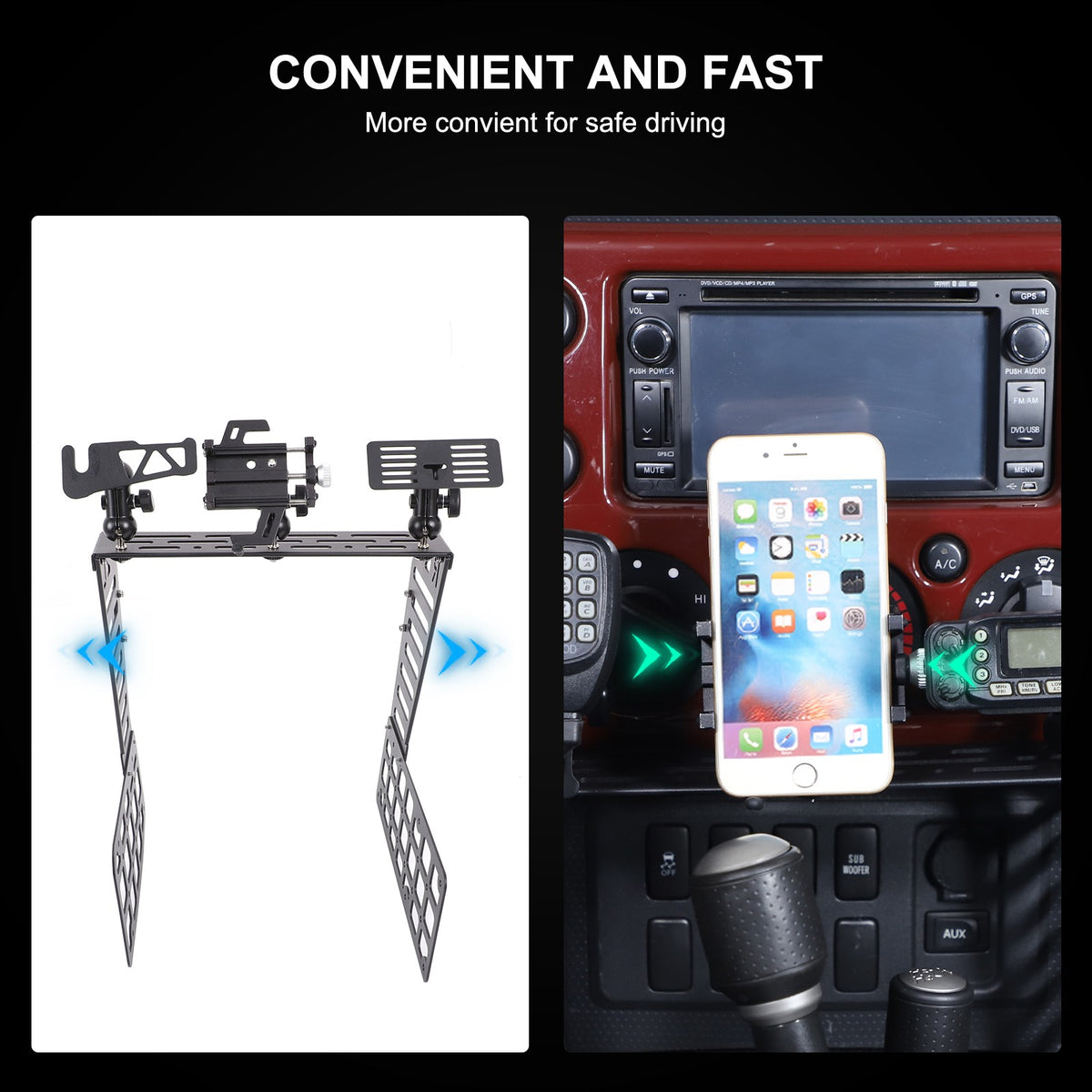 Center Console Molle Panels Digital Device Mount For Toyota FJ Cruiser 07-21 US 8