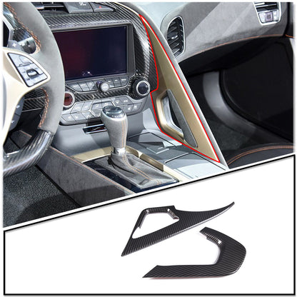 4pcs Carbon fiber Gear Shift Panel Grab Handle Cover For Corvette C7 2014-2019 3