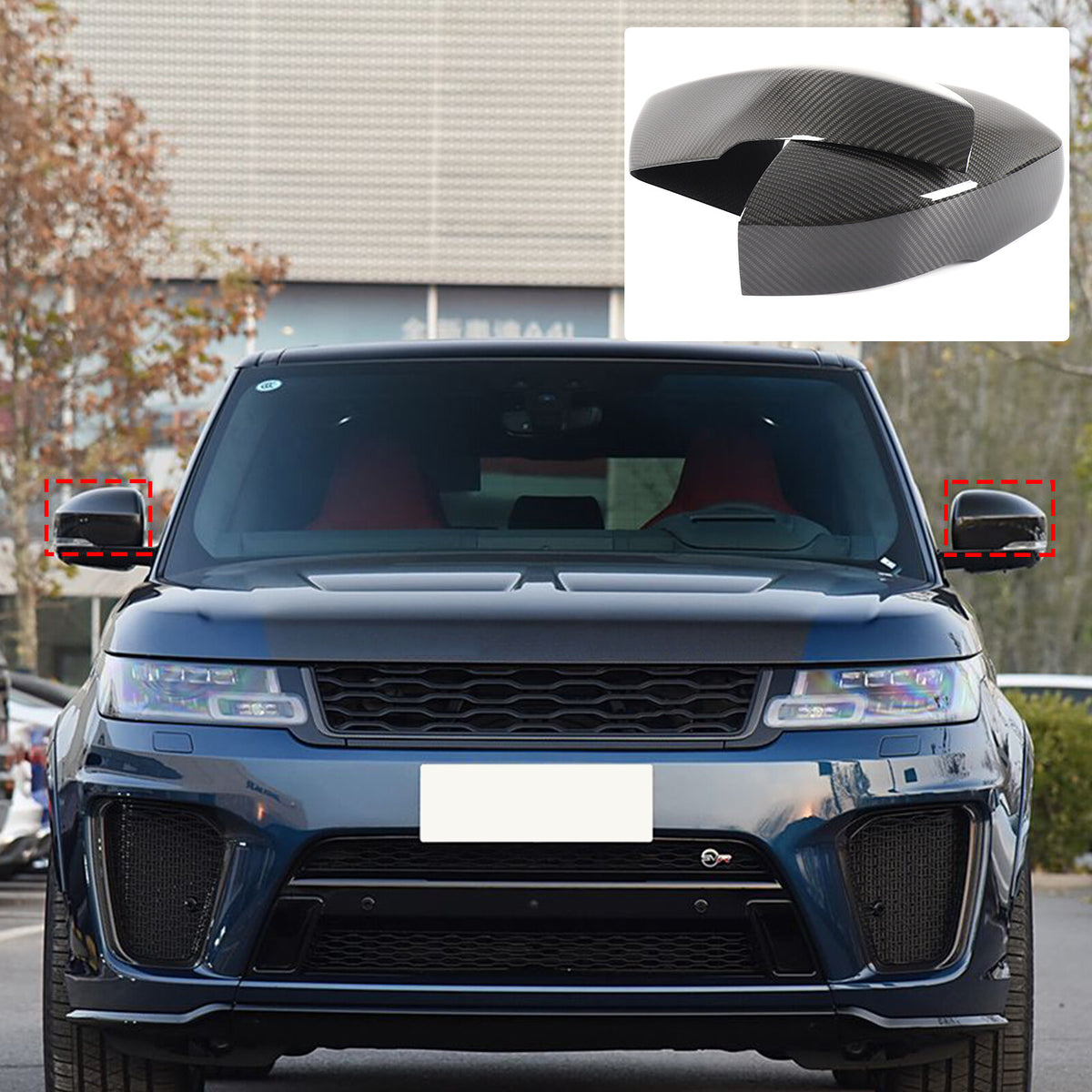 Real Carbon Fiber Outer Rearview Mirror Trim for LR Range Rover Sport L494 14-21 2