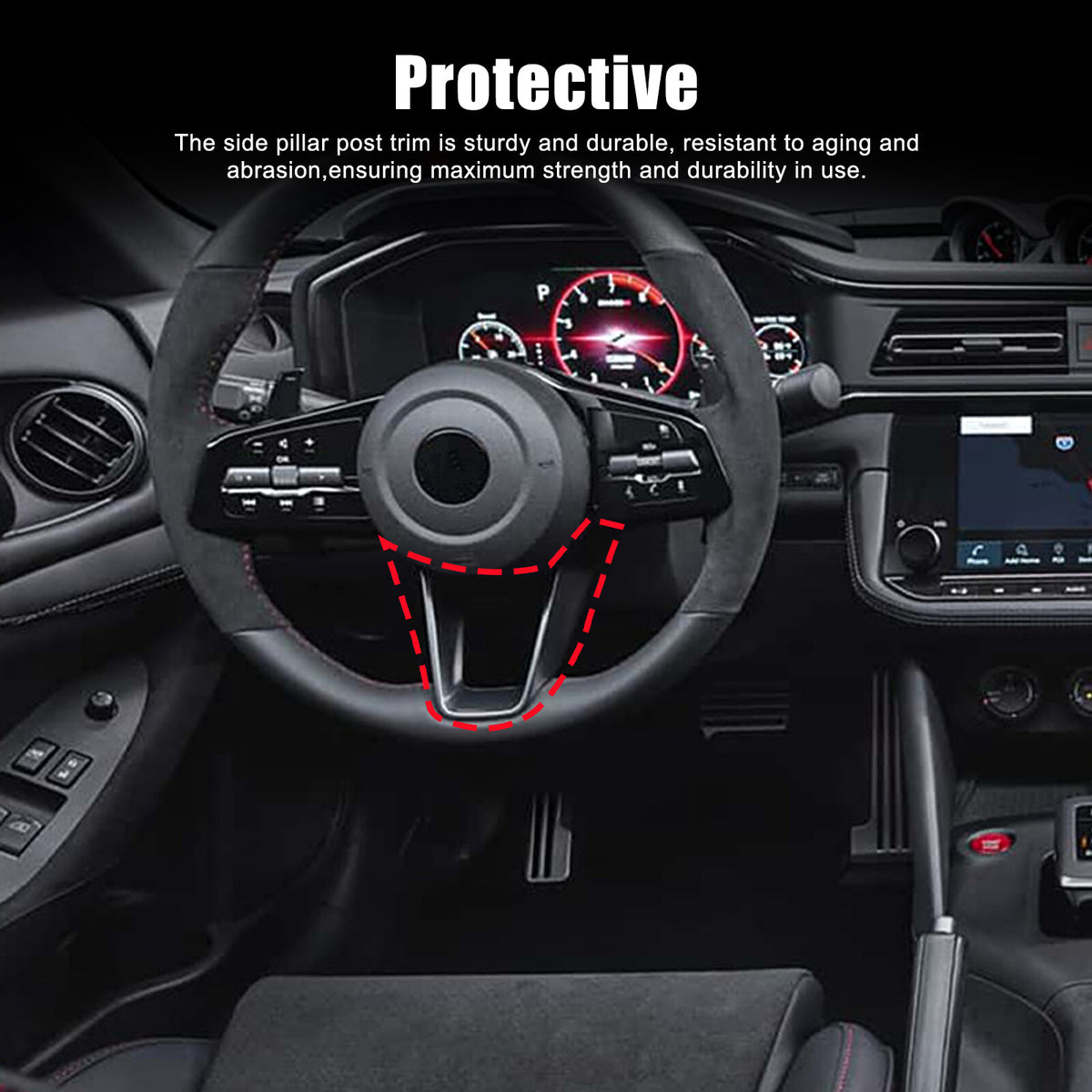 Real Carbon Fiber Steering Wheel U Type Cover Trim For Nissan Z RZ34 400Z 2023+ 7
