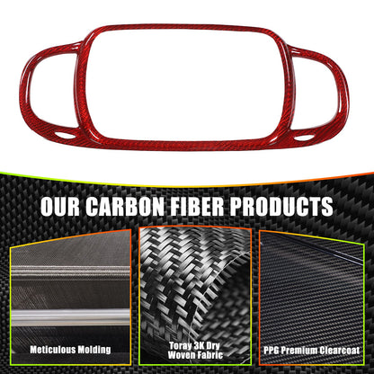Red Real Carbon Fiber Center Console Air Outlet Trim For Fiat 500 2016+ 15