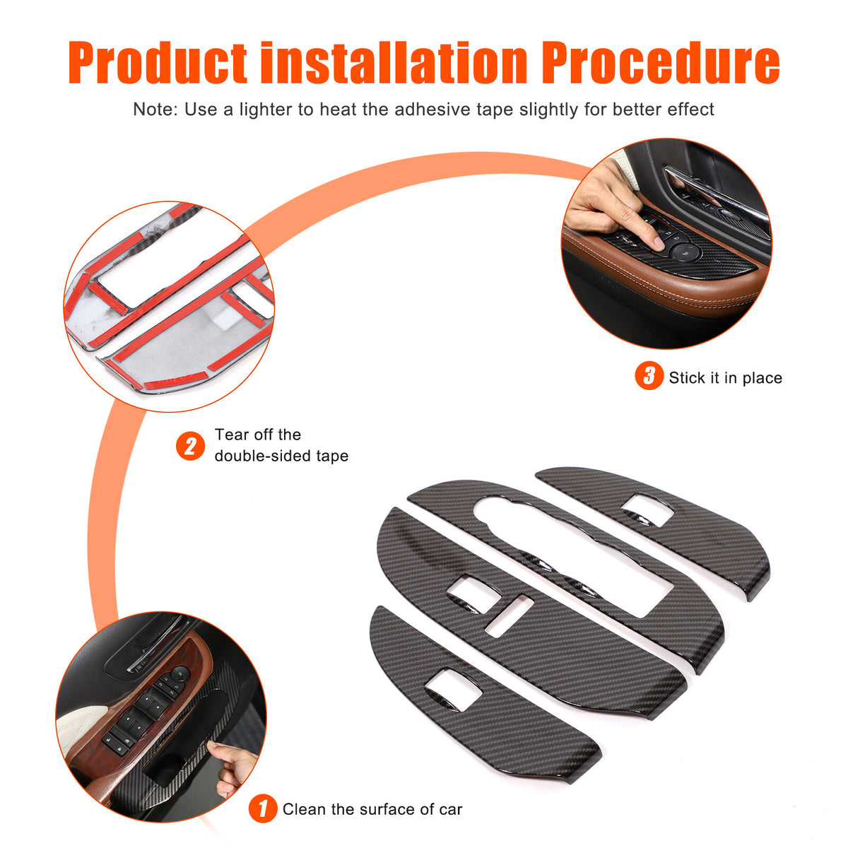 ABS Carbon Fiber Interior Decor Trim Cover For Cadillac Escalade 2007-14 18