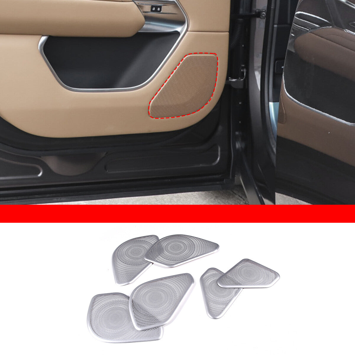 Silver S. Steel Door Speaker Panel Trim Cover For LR Range Rover Vogue 2022-2023 4
