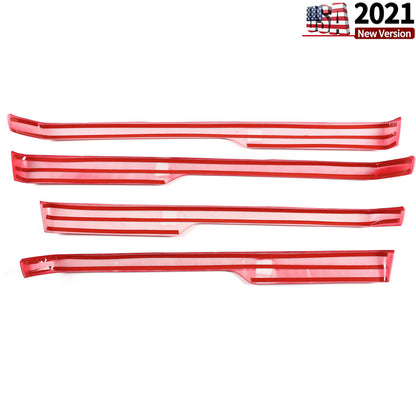 ABS Red Inner Door Armrest Cover Trim Frame For Toyota Tundra Crew Cab 2014-2018 2