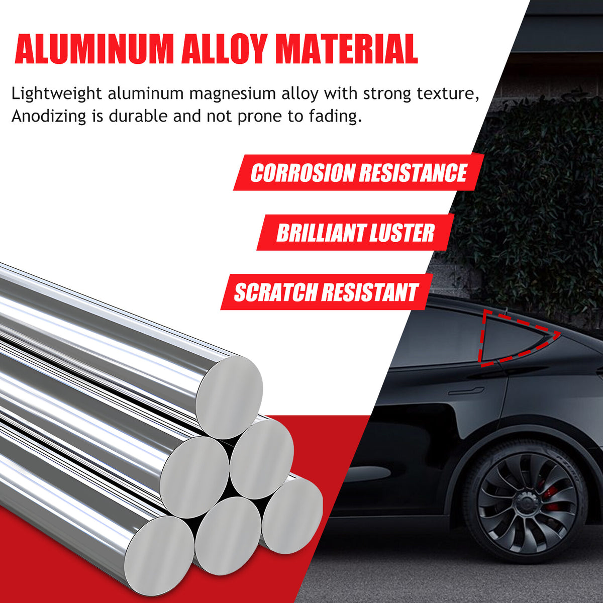 Honeycomb Exterior Rear Quarter Door Window Pillar Trim For Tesla Model Y 16
