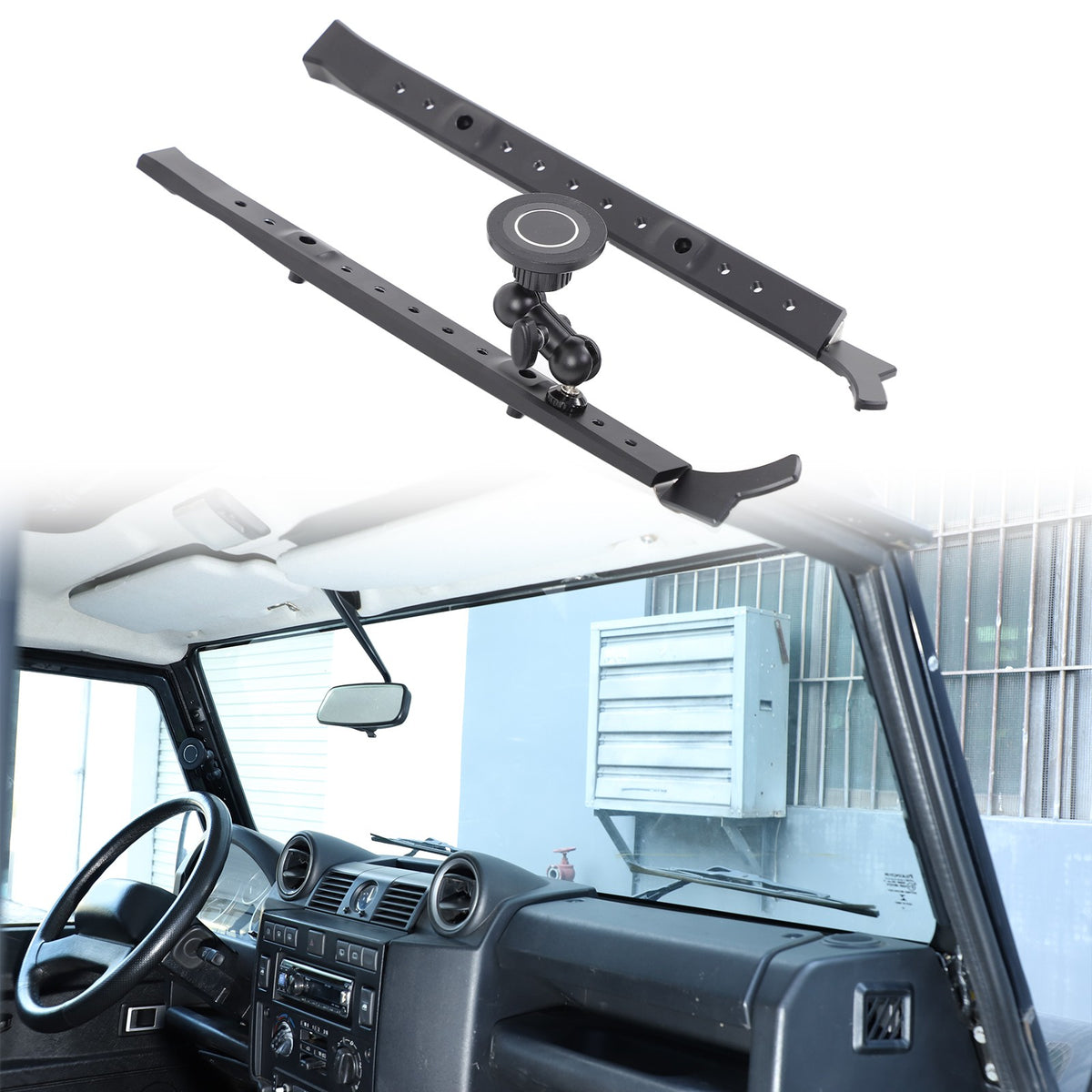 Black Magnetic A-Pillar Mount Bracket For Land Rover Defender L316 2004-2018 10