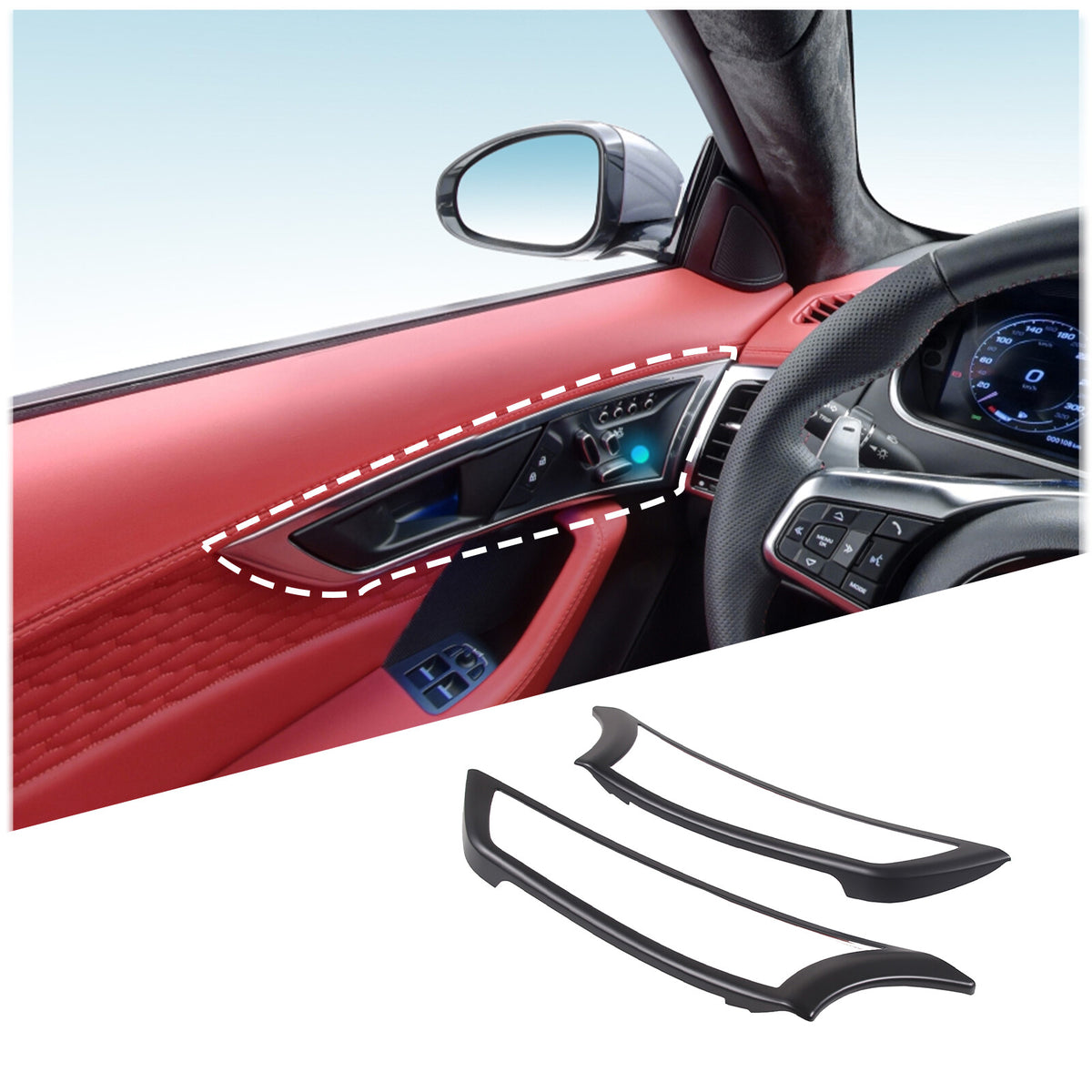 Matte Black Inner Door Handle Frame Cover Trim Fit For 2013-24 Jaguar F-TYPE US 3