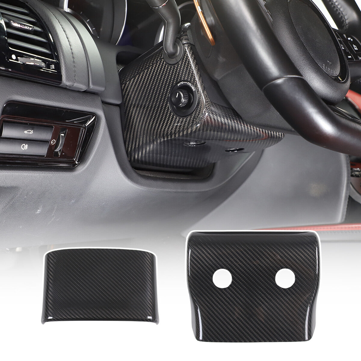 Real Carbon fiber Steering Wheel Base Trim Cover Frame For Jaguar F-TYPE 13-24 12