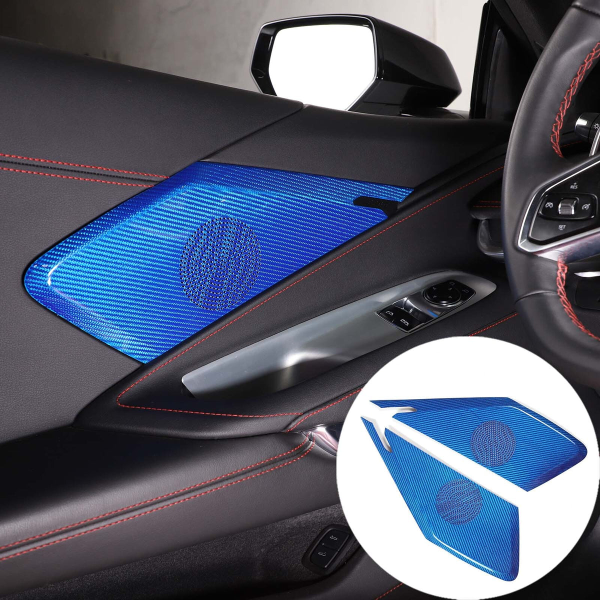 Blue Real Carbon Fiber Full Interior Set Decor Trim Kit for Corvette C8 20-25 - Variants 1-5 12
