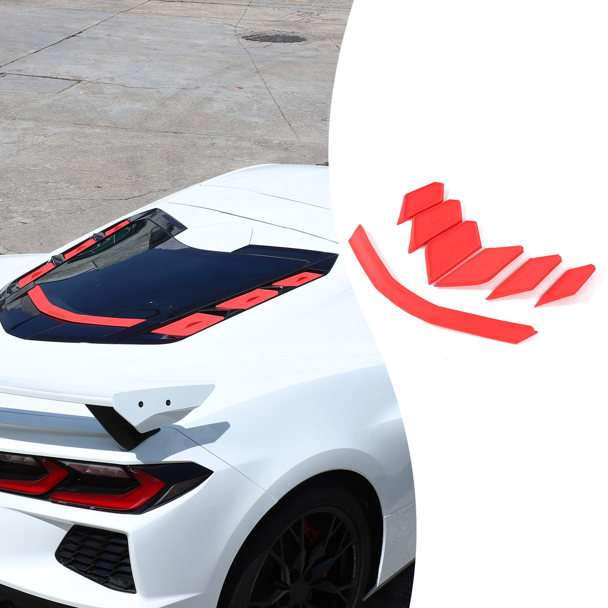 Red Rear Hatch Hood Car Wash Covers Air Vent Inserts For Corvette C8 2020-26 US 2