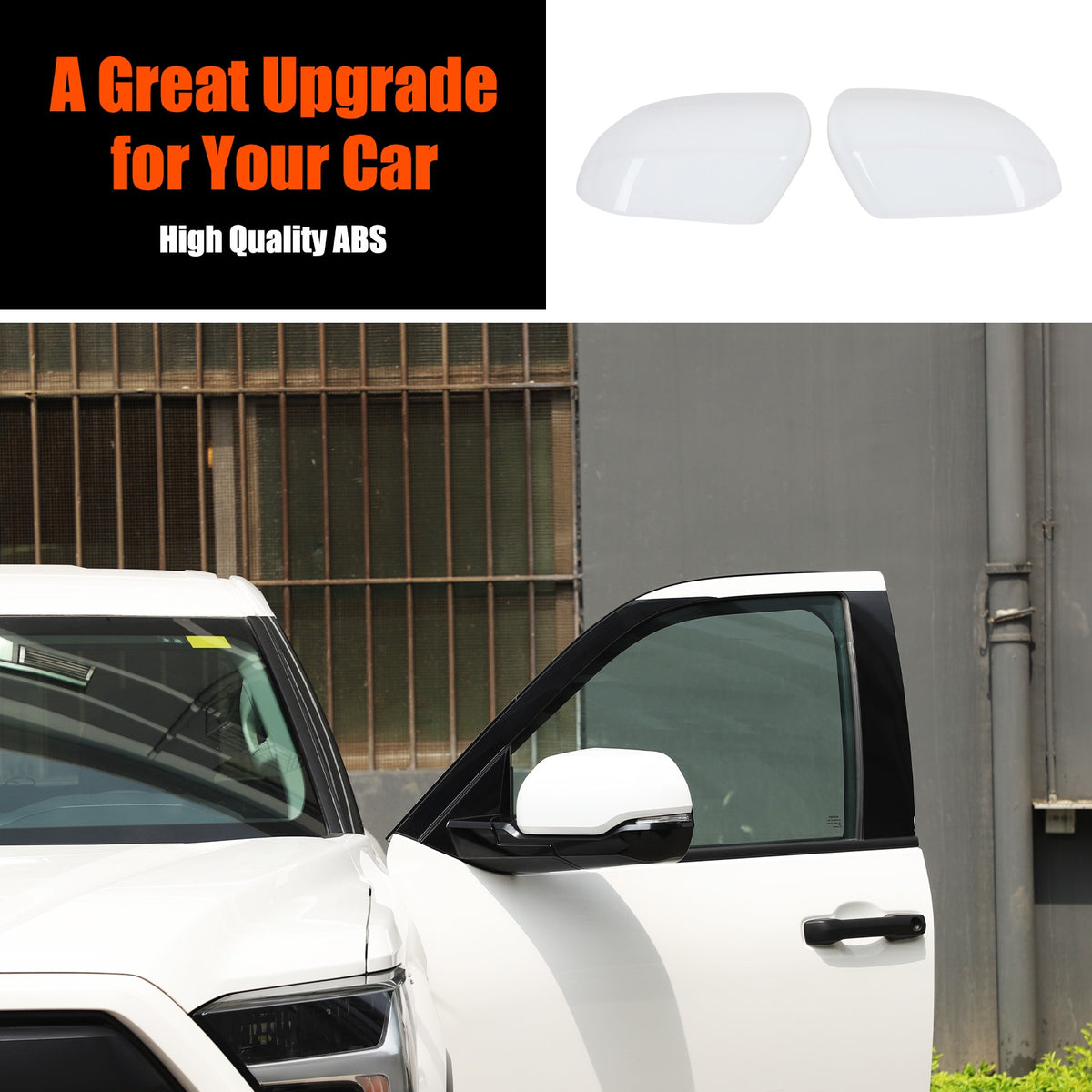 White ABS Exterior Rearview Mirror Cover Trim For Toyota Tundra/Sequoia 2022+ US 19