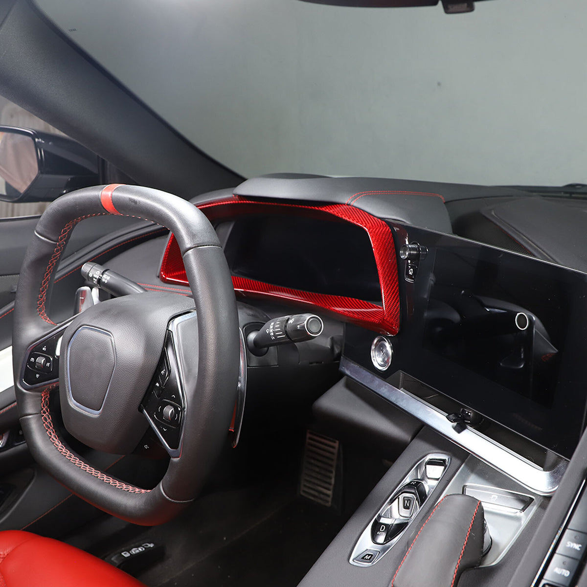 Red Real Carbon Fiber Full Interior Set Decor Trim Kit for Corvette C8 20-25 - Styles 26-30 23