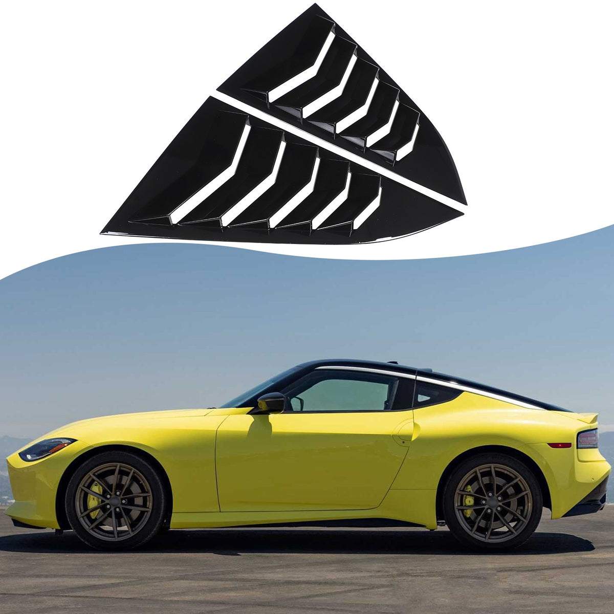 Piano Black Rear Window Triangle Louver Shutter Trim For Nissan 400Z Z34 21+ US 8