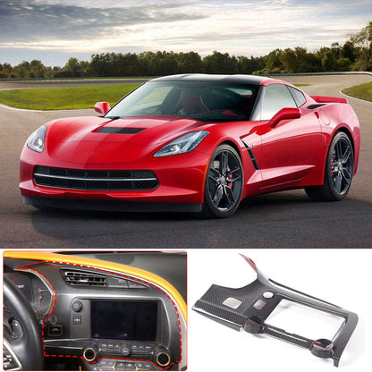 Real Carbon Fiber Center Dashboard AC Air Vent Cover Trim For Corvette C7 14-19 9