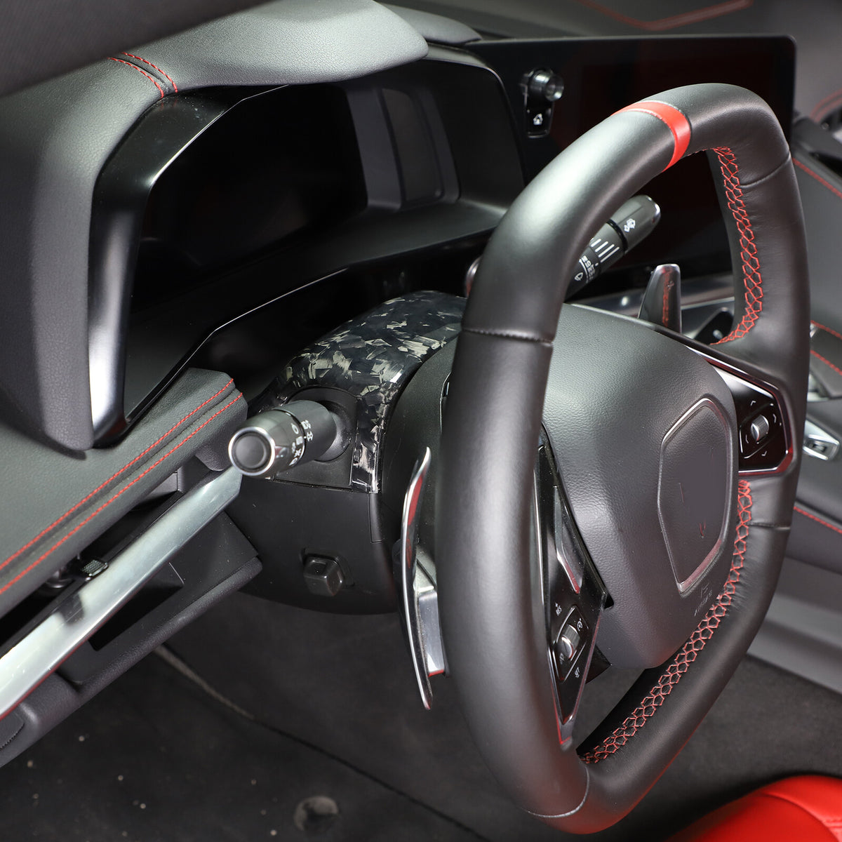 Forged Real Carbon fiber Steering Wheel Base Trim Cover For Corvette C8 Z06 20+ 5