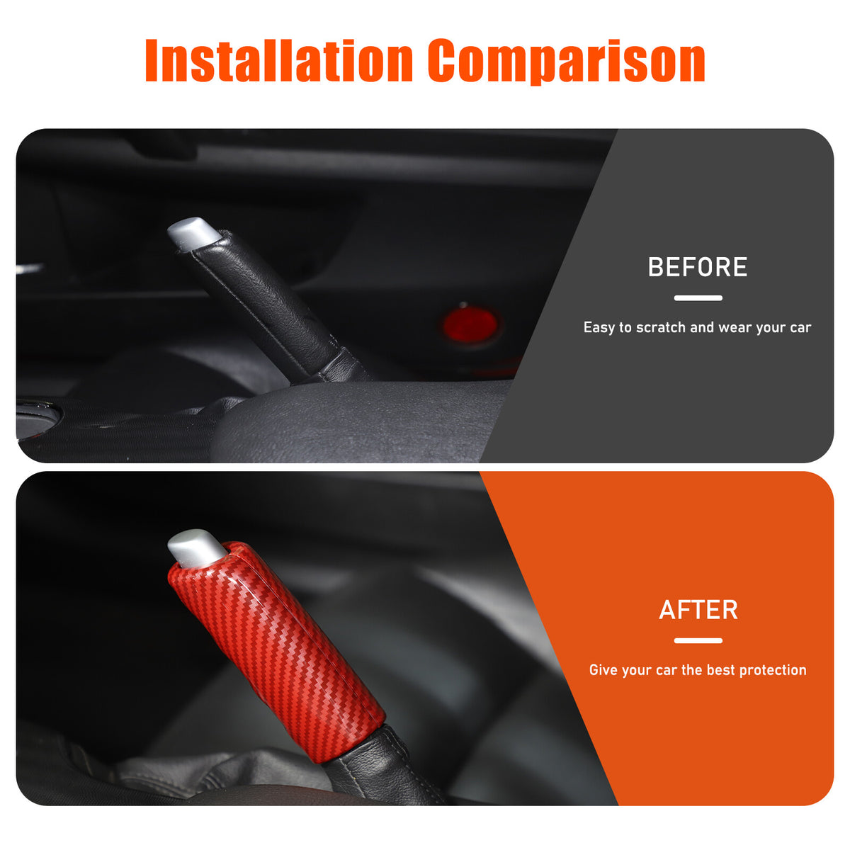 Red Carbon Fiber ABS Parking Brake Lever Sleeve Trim For Corvette C6 2005-2013 18