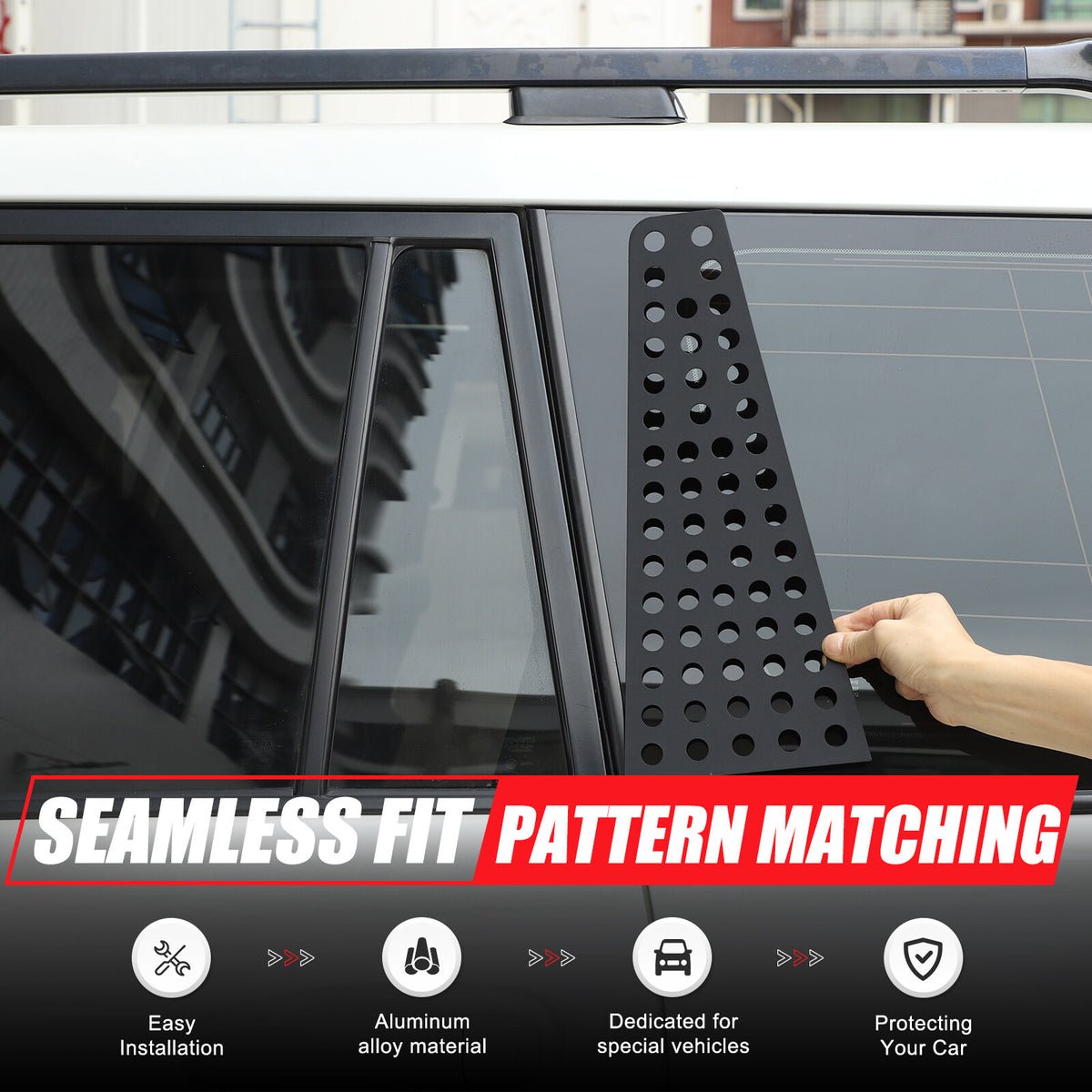 C-pillar Triangular Window Plate Trim For Toyota Land Cruiser Prado 10-23 US 6