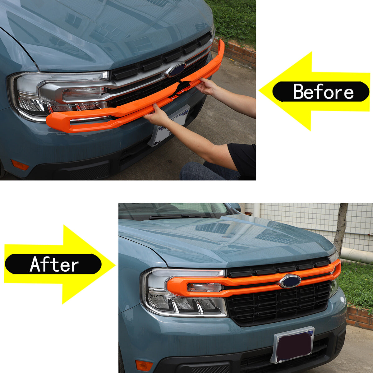 Orange Front Bumper Grille Grill Cover Moulding Trim For Ford Maverick 2022 US 14