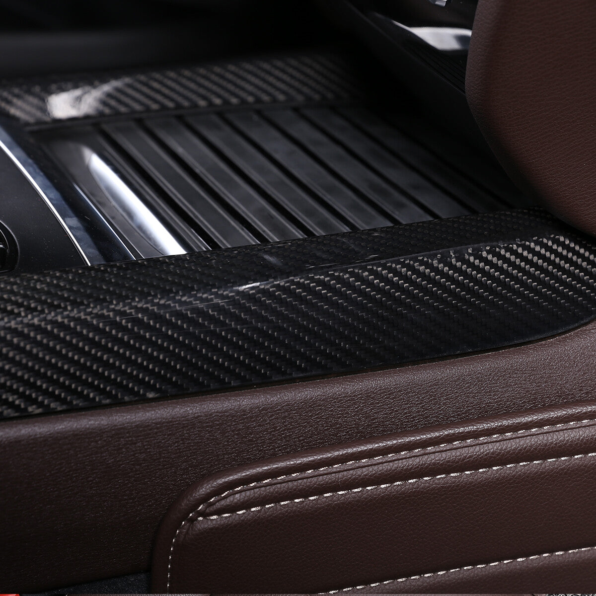 Real Carbon Fiber Center Console Gear Side Strip Trim for 2015-2019 BMW X5 F15 6